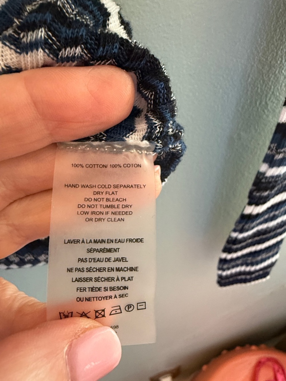 Margaret O'Leary Navy & White Striped Ribbed Crewneck Sweater - XS - Picture 6 of 6